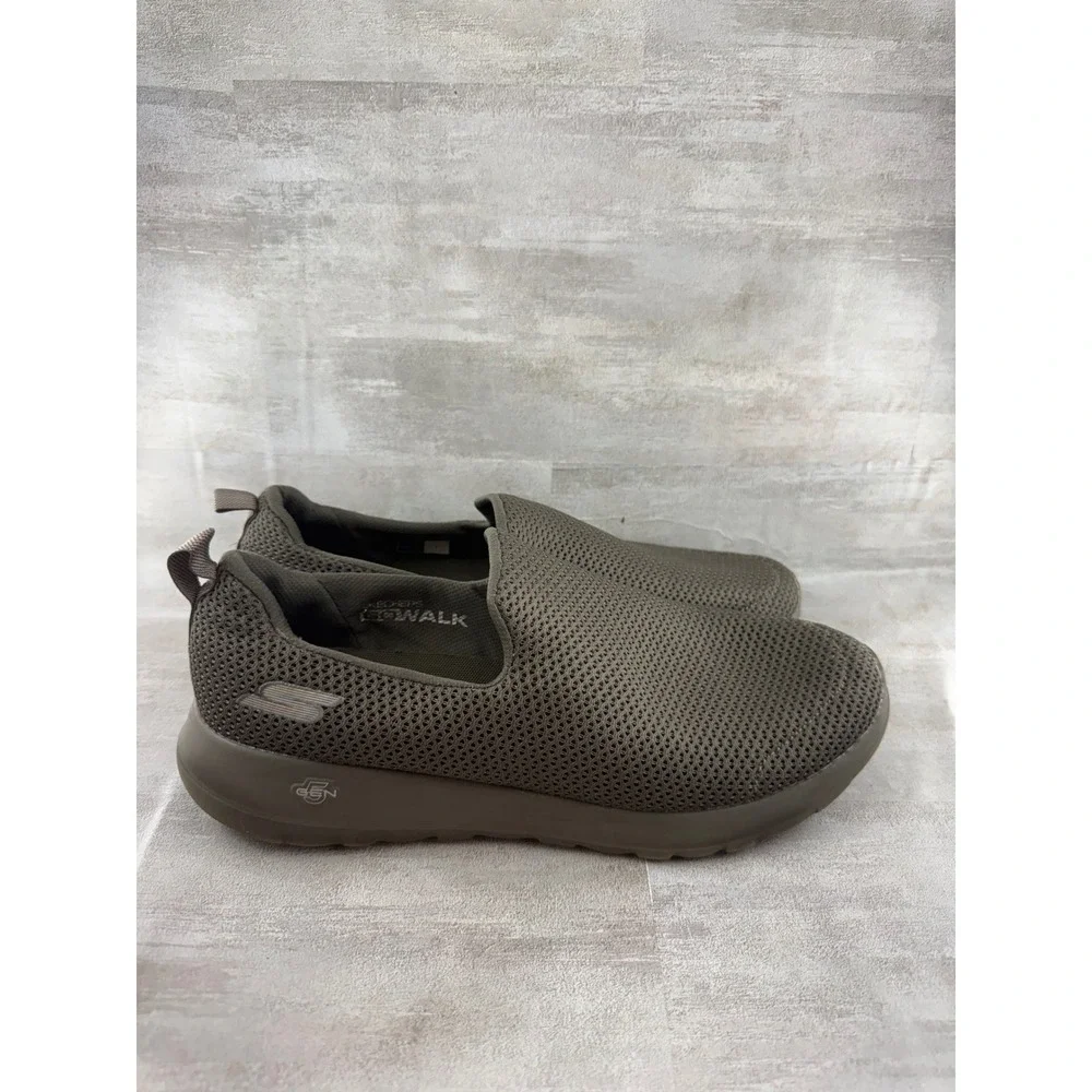 Skechers Go Walk Max Men Sz 9.5 Khaki Olive Mesh Slip On Walking Shoes 54600 KHK